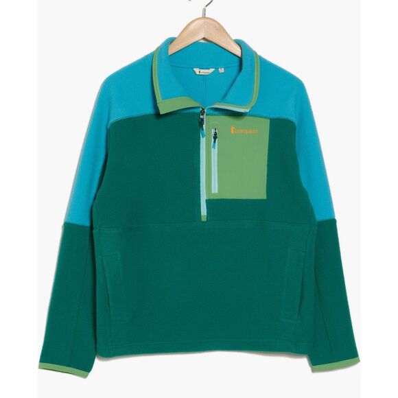 Cotopaxi Adult Small Abrazo Green Blue 1/2 Zip Mock Neck Pullover Fleece Jacket - Picture 1 of 7